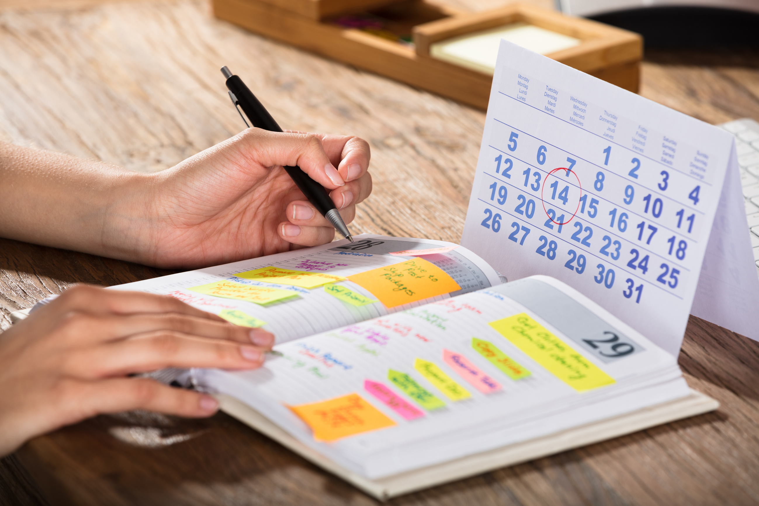 Businessperson Writing Schedule In Diary